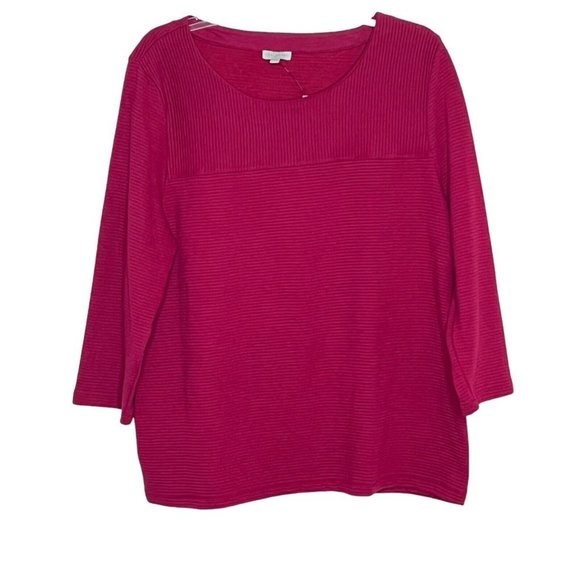 Talbots Tops - NWT Talbots Women's Size XL Burgundy Ribbed Round Neck Knit Top 